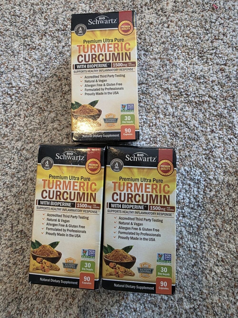 NEW BIO-Schwartz Premium Ultra Pure Turmeric Curcumin 90 Count Exp05/27 Lot 3